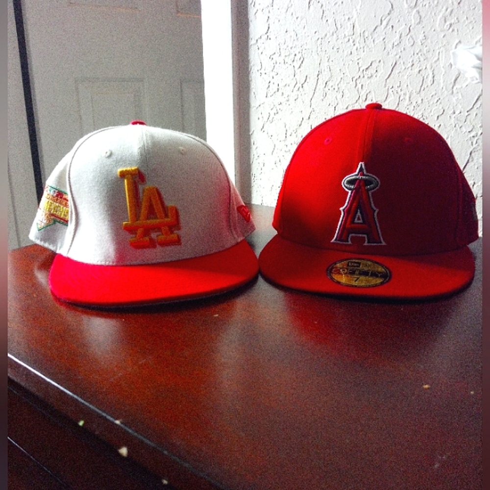 Red and White Sports Team Hats